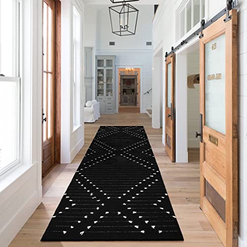 Livebox Black Runner Rug For Kitchen, 2'X8' Boho Washable Rug Runner For Hallway,Moroccan Cotton Long Entryway Area Rug Indoor Carpet For Bedroom Laundry Doorway Entry #TOP1