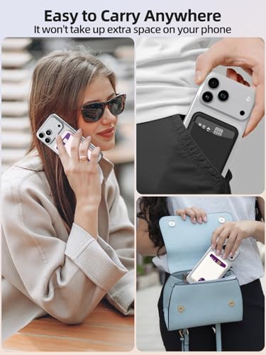 Miroddi for Magsafe Wallet, Magnetic Card Holder for iPhone 17/16/15/14/13/12 Series, Leather Magnet Phone Wallet Fit 4 Cards 3 Cash, Ultra-Thin, RFID Blocking, Light Pink — view 6
