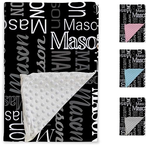 Image of Custom Baby Blanket - Personalized Names Design - Soft Plush Blanket with Double Layer Dotted Backing for Boys Girls Color15(30x40 inches)