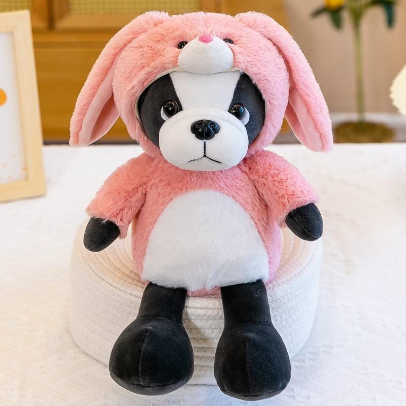 French Bulldog Stuffed Animal in Pink Bunny Costume, Adorable Plushies Bull Dog Wearing Pink Rabbit Outfit, Plush Toys as Great for Kids. Stuffed Animals for Daily 13 Inch - Image 2