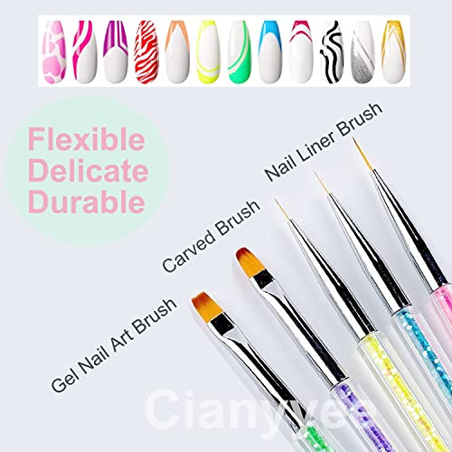 11Pcs Double Ended Professional Nail Art Brushes Set, Builder Gel Brush, Nail Polish Nail Art Design Pen Painting Tools, Nail Art Liner Brush, And Nail Dotting Tools, For Acrylic Nail Home Salon Diy #TOP5