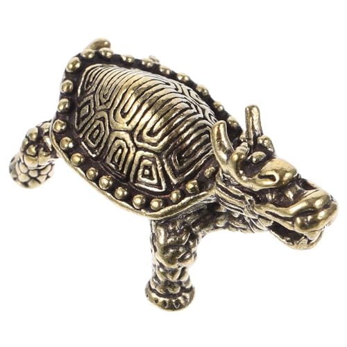 Décoration de Bureau Feng Shui : Tortue Dragon en Laiton Traditionnelle