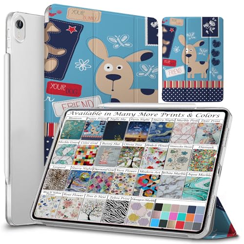 Image of DuraSafe Cases for iPad mini 6 8.3 Inch 2021 [ Mini 6th Gen ] A2567 A2568 A2569 MK7M3HN /A MLWL3HN /A MK7R3HN /A MK7P3HN /A MK7T3HN /A Trifold Printed Hard Smart PC Transparent Back Cover - Puppy Friend