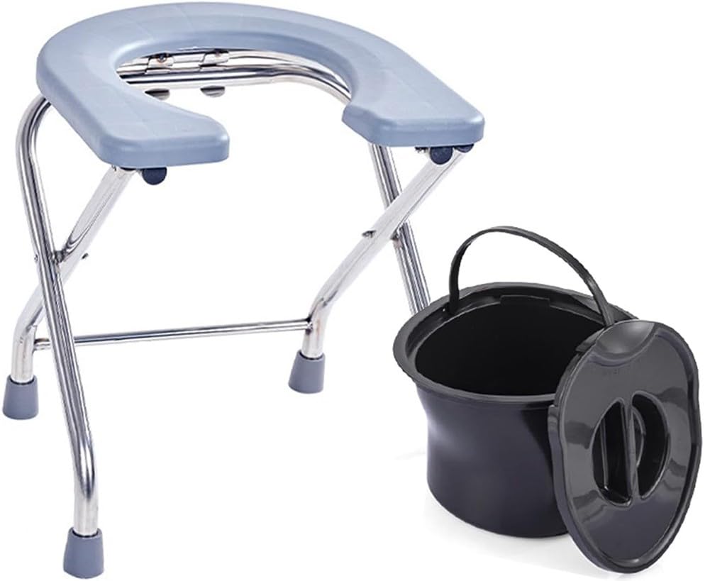 Gthtuhfd Women's A Folding Toilet Seat Commode Chair Seat For Bathroom Shower Chair Non-Slip Multi-Purpose Portable Thickened Commode Chair, Easy-To-Wash Foldable ,33Cm