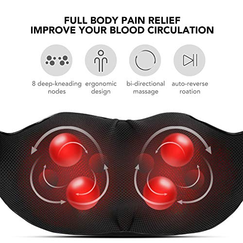 Qcuq Neck And Shoulder Massage, Shiatsu Back Massager With Optional Heat And 3 Intensity Adjustable, 3D Deep Tissue Kneading For Muscle Pain Relief, Office Car Home Use #TOP1