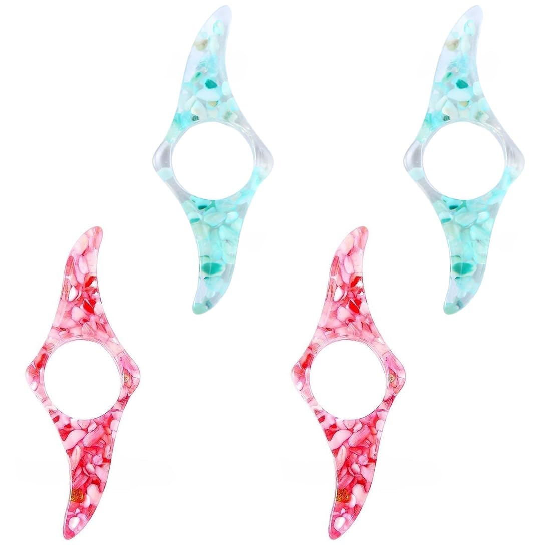USTNIR Soporte para página de Libro de Flores secas de Resina, 4 Piezas Transparente Hecho a Mano Marcador Floral Soporte para Libros Anillo de Lectura para Pulgar