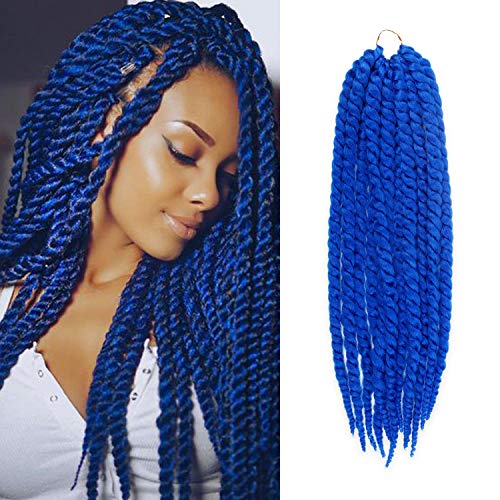 24 Inch 4 Packs AU-THEN-TIC Double Jumbo Senegalese Twist Crochet Braid Hair Havana Twist Crochet Hair Havana Mambo Twist Crochet Braids Hair Extensions (24 Inch (Pack of 4), BLUE)