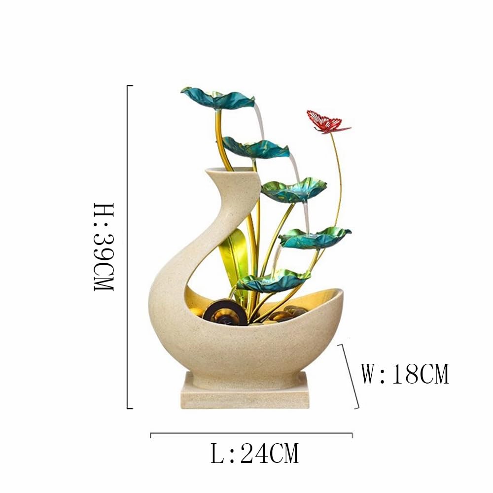 Fuente Decorativa de jardín, Fuente de Agua con Cascada, de Piedra, diseño de Loto, Zen Estilo Oriental, decoración para Oficina, Escritorio, jardín