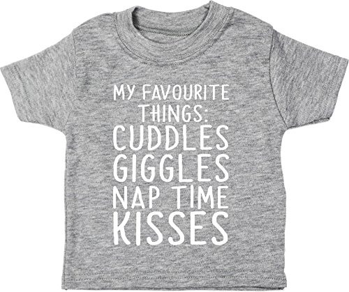 Image of Hippowarehouse My Favourite Things: Cuddles Giggles Nap Time Kisses Baby Unisex t-Shirt Short Sleeve Grey