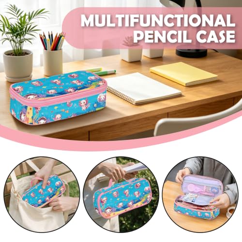 Image of Axolotl Pencil Case, Axolotl Pen Bag For School, Sea Pencil Case For Kids Girls Boys, Large Capacity Desk Organizer School, Sea Ocean Pen Box Birthday Gifts