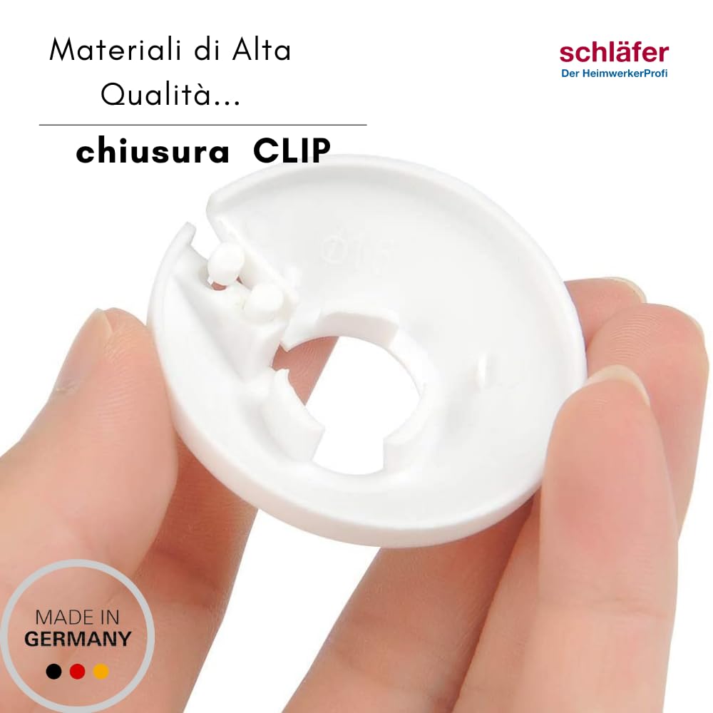 Schläfer 4409013 | Rosone Copritubo Rosetta Apribile ABS per Termosifoni Foro 22 mm (1/2") Collare per Copertura Tubi Radiatori Caloriferi