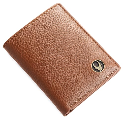Image of WildHorn RFID Protected Genuine Leather Wallet for Men I 4 Card Slots I 2 Slip Pockets I 1 Currency Compartment (Tan)