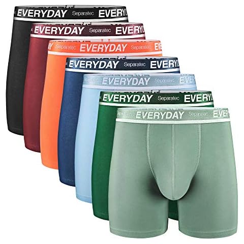 Separatec 7 Pack Men's Boxer Briefs Breathable Soft Cotton Underwear Colorful Everyday Boxer Shorts Multipack with Supportive Dual Pouch Cover