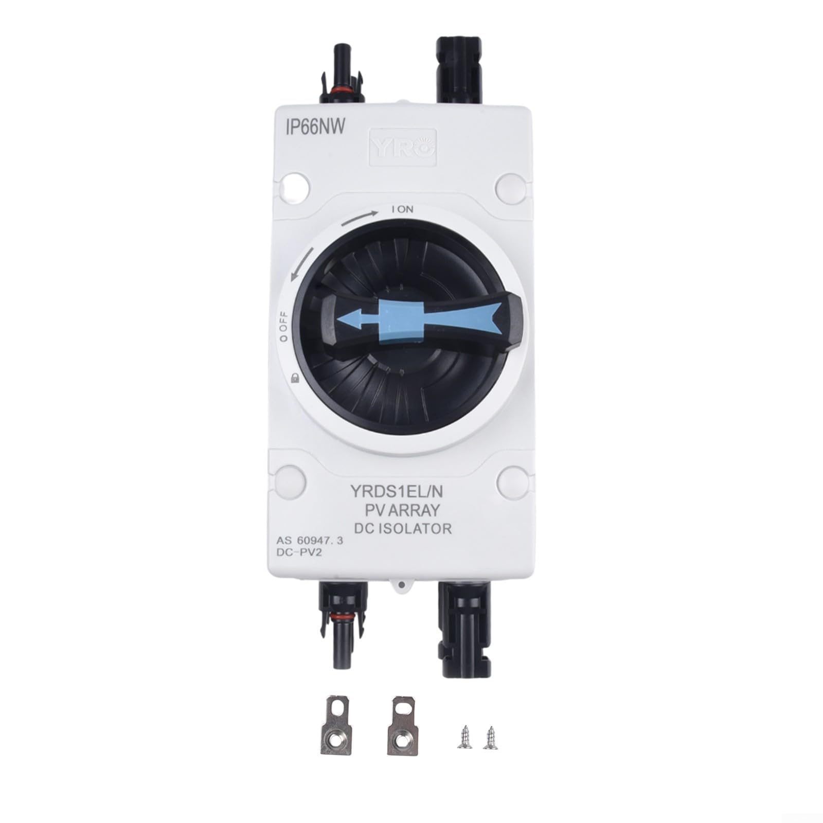 3 interruptores de desconexión de 2 A 1000 V CC PV CC de 4 polos, clasificación IP66 para interrupción manual de circuito en sistemas solares y de almacenamiento de baterías
