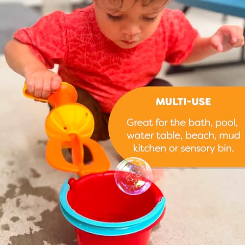 Image of HABA Toddler Bath Toys: Bubble Bath Whisk for Sensory Play, Bubble Maker for Bathtub and Fun Beach and Water Toys for Toddlers, Yellow