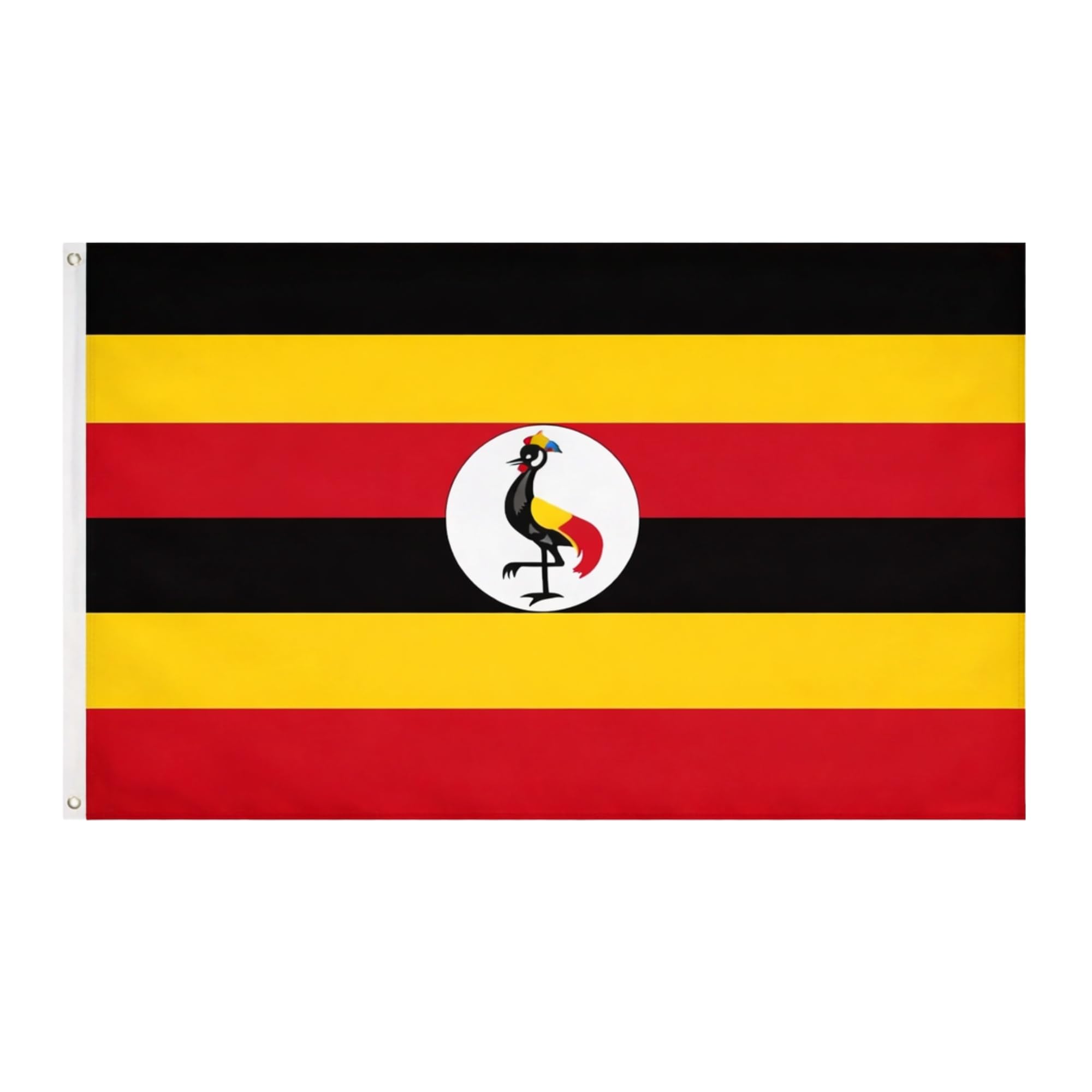 Uganda Flag 5ft x 3ft with Brass Eyelets – Polyester Ugandan Flag Banner for Community Events, National Celebrations, Home & Garden Display — image 1
