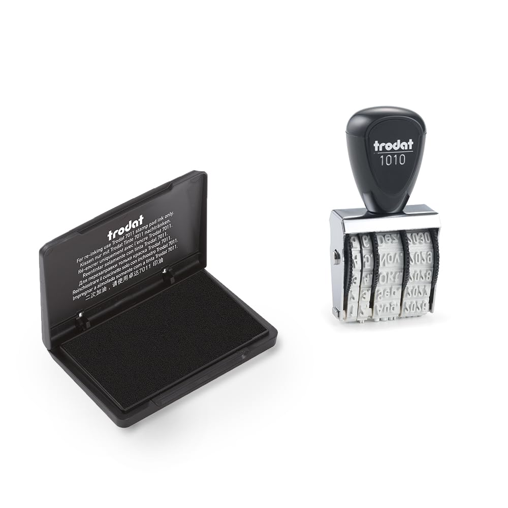 Tampon Dateur Classique Trodat - Encreur Noir Inclus - Réglable Jusqu'à 12 Ans - Bureau