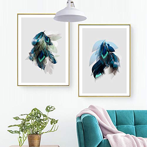 Affiche plume abstraite sur toile premium | Art mural nordique 70x100