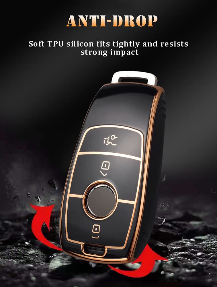 Xotic Tech - Cubierta De Marco De Botón De Desbloqueo De Puerta Lateral Negra Compatible Con Mercedes Benz B C E Clase Cla Cls Gla W204 W212 4