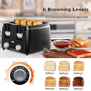   Willz-4-Slice-Toaster-Extra-Wide-Slot-with-6-Browning-Levels-Compact-Toaster-for-Bread-Removable-Crumb-Tray-Auto-Shut-off-Easy-Clean-Black