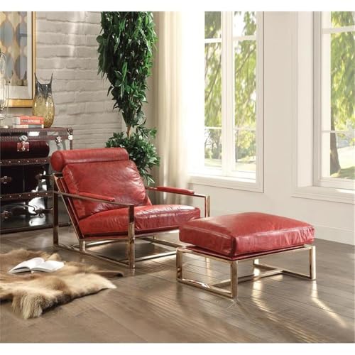 Sillón Plegable Piel Rojo miniatura 2