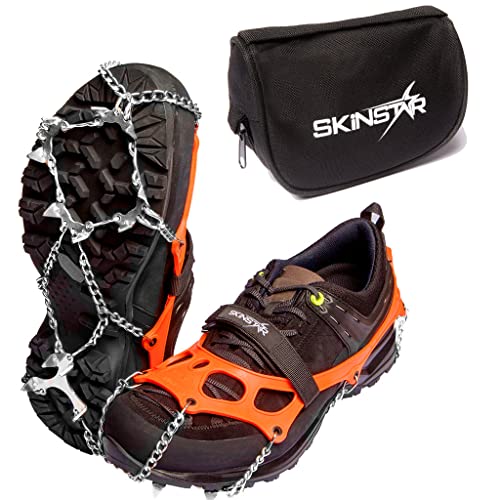 SkinStar Ice PRO Grödel Steigeisen Eisspikes Schuhkrallen Spikes - Schuh-Ketten zum Wandern - Grödeln Eisspikes
