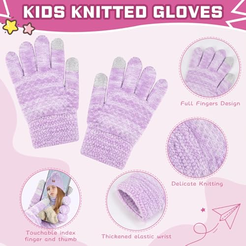 Image of ZOORON Kids Winter Hat Gloves Scarf Set, Girls Boys Hats Beanie with Pom | Children Knit Neck Warmer Mittens Fleece Lined Set Ages for 3-15, Kids Birthdays and Christmas Gifts