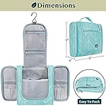 PAVILIA Toiletry Bag Travel Bag for Women Men, Hanging Cosmetic Organizer, Water Resistant Makeup Bag for Accessories Toiletries, Large Travel Essentials Kit (Teal Chevron) - Image 3