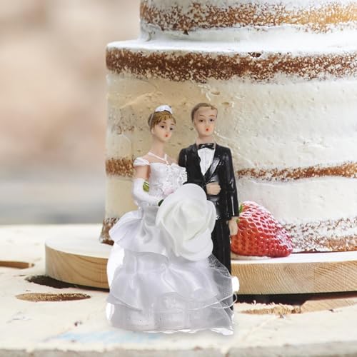 Figurines de mariés avec voiles blancs et décoration de buffet de mariage - 5