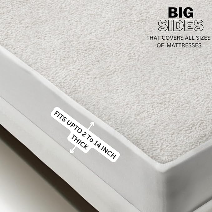Image of Maximus Premium Waterproof Mattress Protector Cover Single Bed | Breathable Terry Cotton Bed Protector, Single Bed (72 X 36, 6 X 3 Feet - 2 to 10 inch - White)