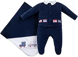 Saída Maternidade Menino Plush Trenzinho AZ - Marinho