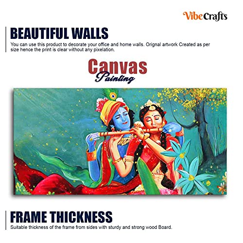 Image of VIBECRAFTS Canvas Paintings for Living Room Drawing Room Abstract Art Radha Krishna Canvas Wall Painting Fitted With Wooden Frame For Home | Office | Living Room | Gift (PTVCH 2477)