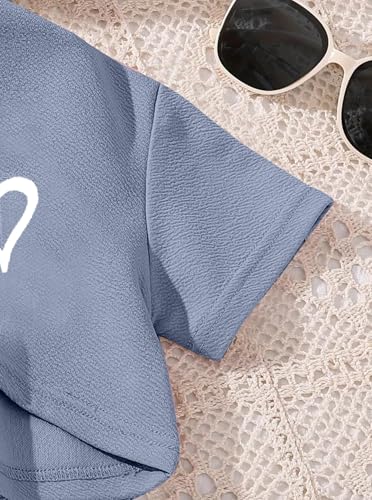 Girl's Summer 3 Piece Outfits Graphic Short Sleeve Crop Top Cami and Shorts Clothes Set4