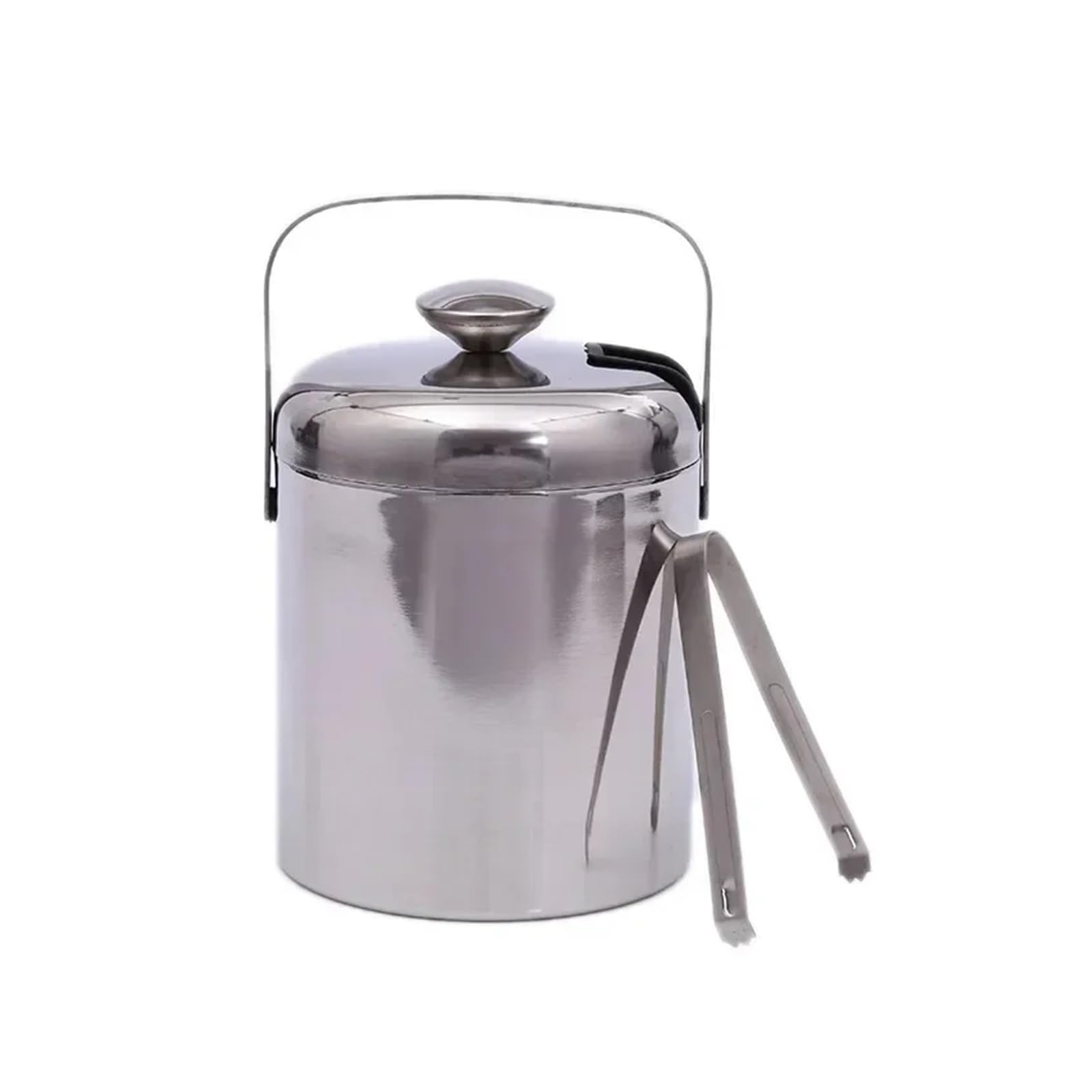 Cubo de Hielo con Pinzas, Doble colador de Pared de 1,3 l, asa, Ideal for Fiestas en casa, Bar, Cerveza, champán, Cubos enfriadores de Acero Inoxidable para Bar, Cumpleaños, Fiestas