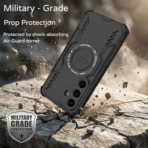 Image of ShieldTech Back Cover Case for Samsung Galaxy S24 FE 5G | 360 Protection Mobile Phone Case | Mag-Safe | Camera Protection | Samsung Galaxy S 24 FE Back Cover | Samsung Galaxy S24FE 5+G - Black TPU+PC