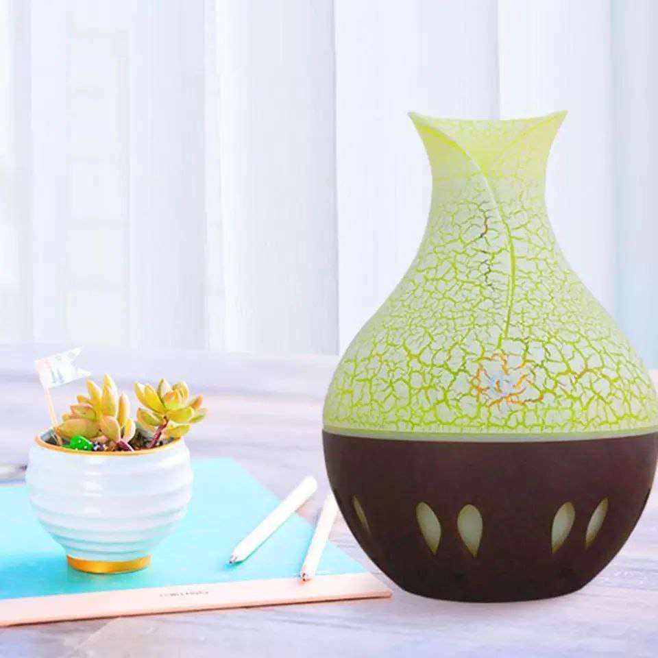 mobigon Wood Cool Mist Ultrasonic Humidifier for Room Moisture, Aroma Diffuser for Home, 200ml Essential Oil Diffuser with 7 Colorful Night Light, Auto Shut-Off, Home, Office, car (D.Dark Brown)