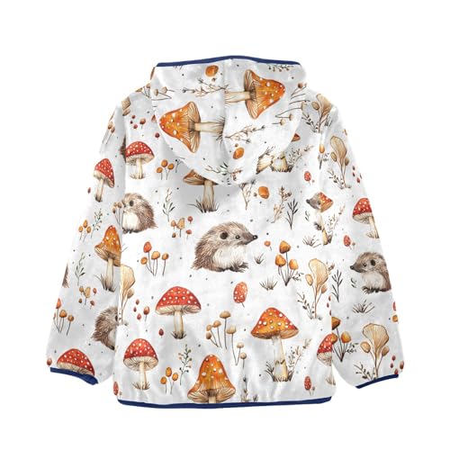 Mushrooms and Hedgehogs Girls Fleece Jacket Girls Fall Jacket Boys Coats Zip Up Hoodie Children Sherpa Warm Outerwear 2-10T2