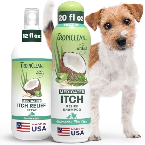 TropiClean Itch Relief Dog Shampoo and Spray, 2 Pack