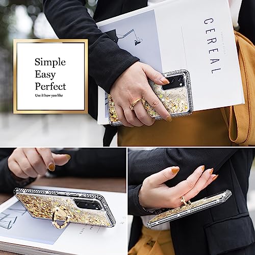 Miss Arts for Samsung S23 Ultra Case, [Silverback] Liquid Holographic Glitter Sparkly Case With stand, Girls Women Bling Diamond Ring Slim Protective Cover for Galaxy S23 Ultra 5G -Clear Gold - Image 4