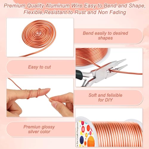 Image of Anezus 12 Gauge Craft Wire Bendable - 2mm Metal Armature Sculpting Wire for Crafting, Wreath Making, Jewelry Making, Beading, Floral (Copper, 100 Feet)