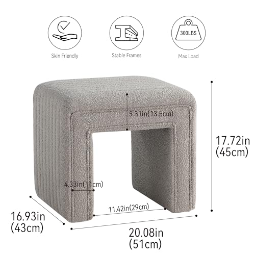 Get Set Style Vanity Stool Chair,Boucle Ottoman Foot Stool Modern Ottoman Footstool with Wood Legs Sofa Bench Extra Seating for Makeup Room, Living Room, Entryway(Fully Assembled) by Get Set Style - Image 3