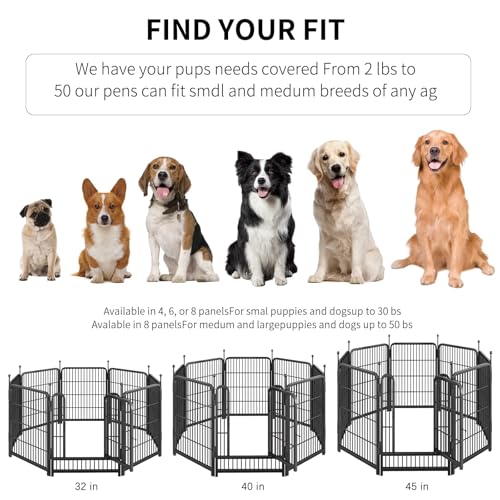 Image of Dog Playpen,Portable Outdoor Dog Fence, Dog Playpen for Large /Medium /Small Dogs, Dog Fences for the Yard,with Doors Foldable Metal (40 inch, 24 Panels)