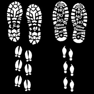 duisoad 6 Pieces Santa Footprints Stencil Elf Footprint Stencil Christmas Stencils Templates for DIY Craft Holiday Parties