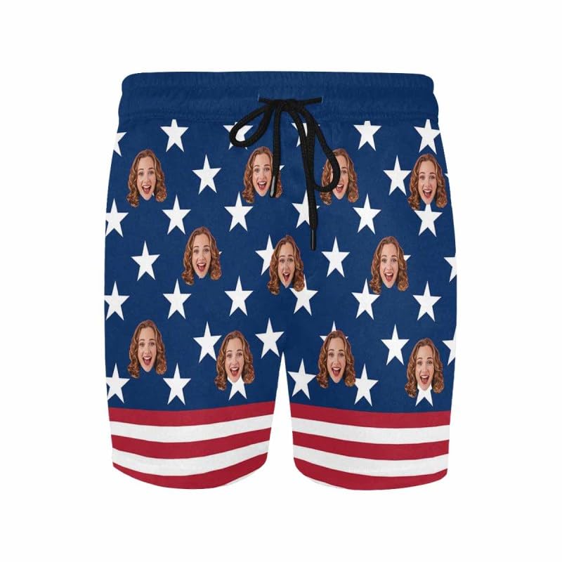 Custom Face Couple Matching Swimwear Independence Day American Flag Swimsuit Personalized Bikini Swim Trunks Gift for Him Her4