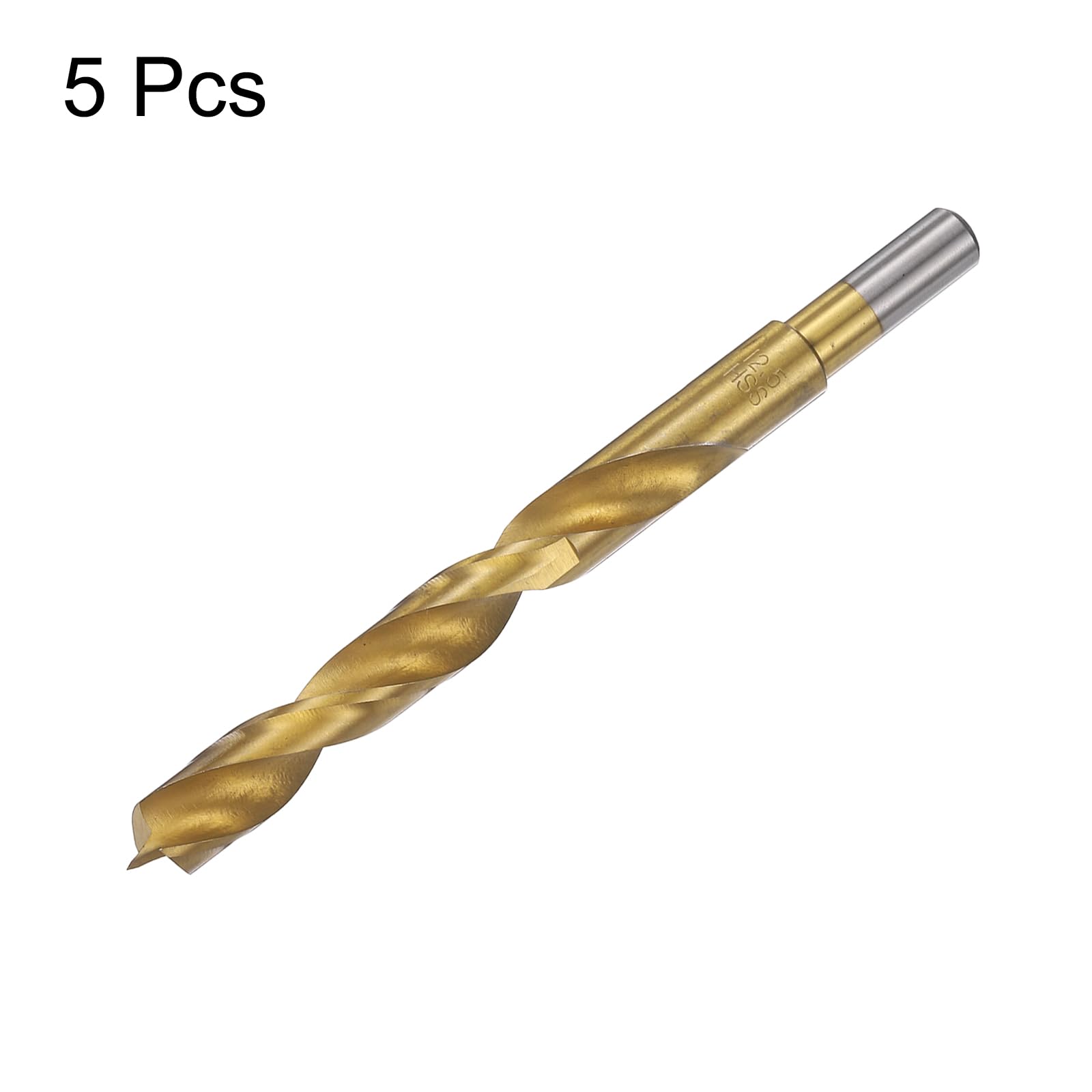QUARKZMAN 5pcs Mèches À Pointe Brad 12.5mm(31/64") Dia HSS4241 Tige Droite Ronde Métrique Mèches À Pointe Brad Spirale Pour Menuiserie Travail Du Bois Plastique Caoutchouc, Doré