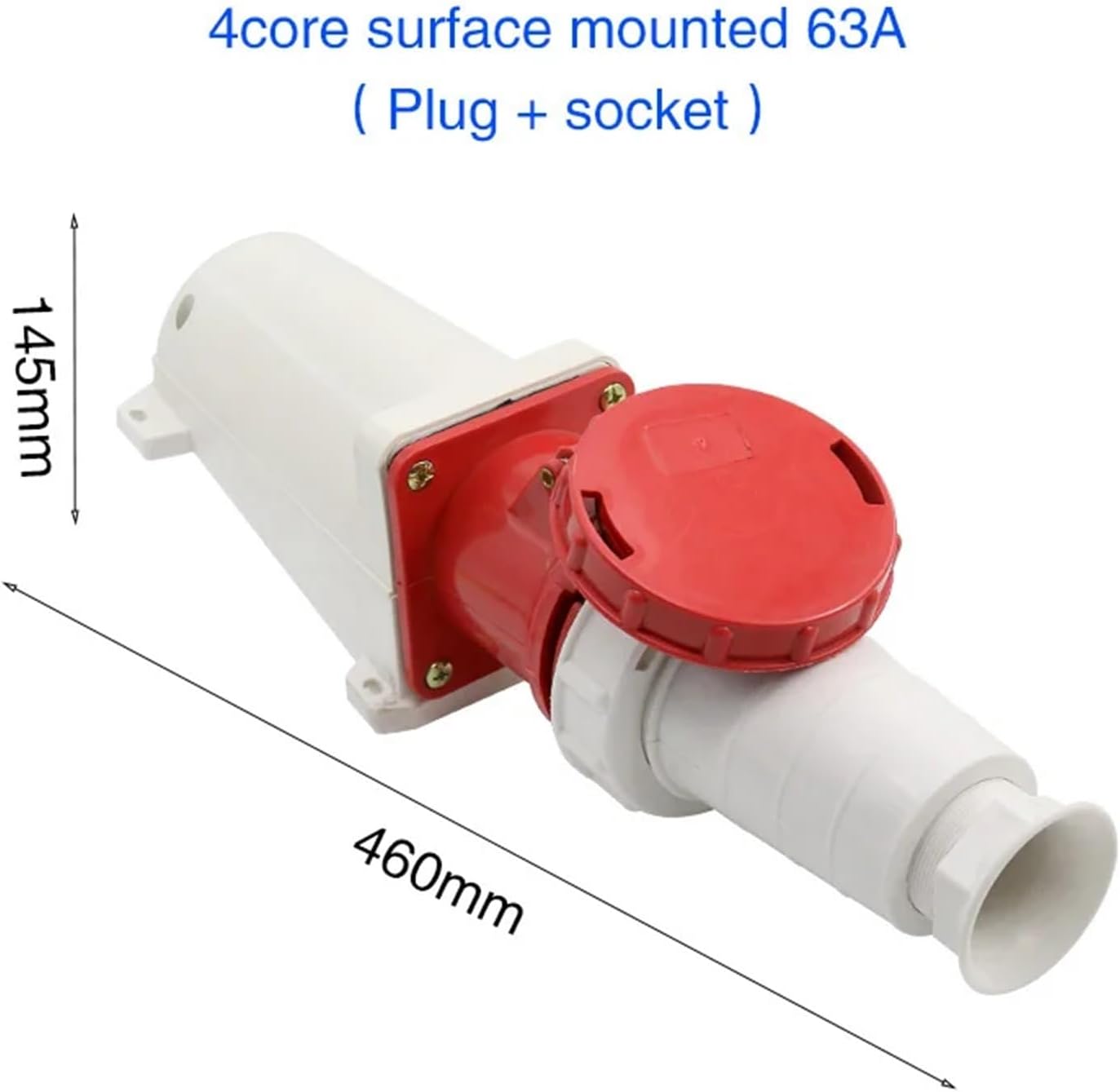 Waterproof Industrial Plug Socket 3 core 4 core 5 core Hole 63A Connector Surface Mounted Aviation Socket(3 Core Blue)
