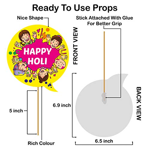 Image of Zyozique 20 Pcs Holi Photo Booth Props /Holi Props for Photoshoot /Happy Holi Paper Banner /Happy Holi Decoration for Holi Festival Photo Props, Holi Party Supplies