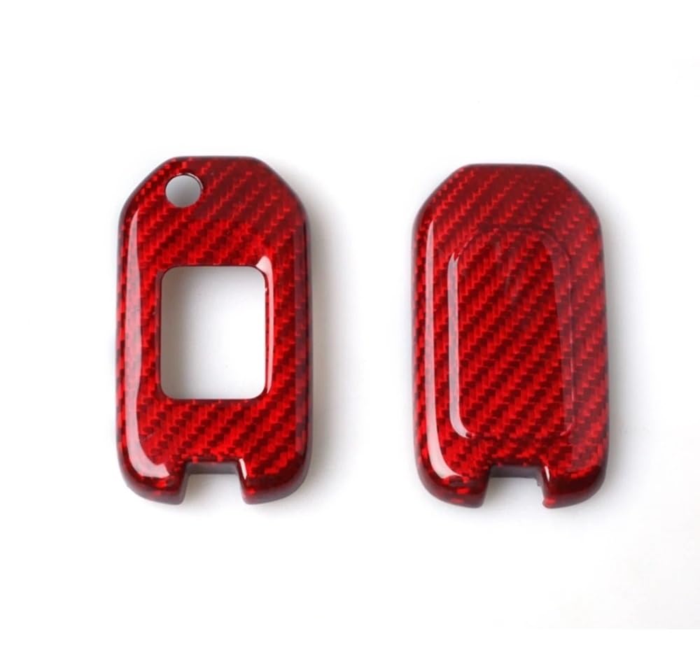 Custodia per chiave pieghevole con telecomando automatico intelligente per Accord, per CR-V, per Civic 2015-2019, nera/rossa, in vera fibra di carbonio Cover in silicone per chiavi auto(Red)