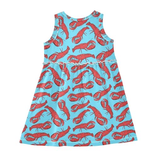 Toddler Girls Lobster Dress Sleeveless Cotton Casual Clothes for Home Party Beach Sundress 2-8Y2