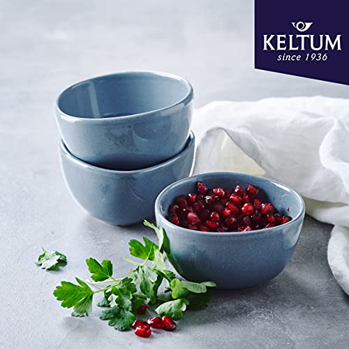 Smokey Blue Glazed Stoneware 4-Inch Bowls, Set of 3